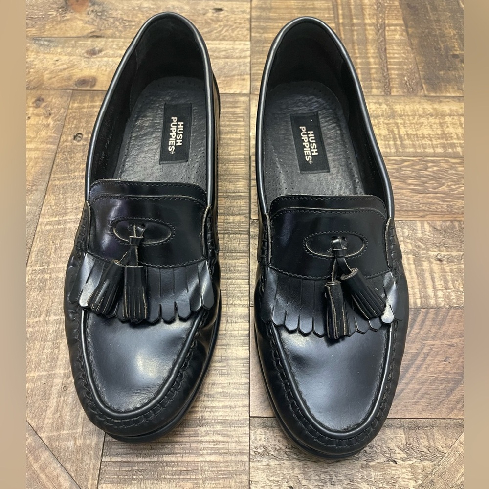 Hush Puppies Black Tassel Loafers for Men